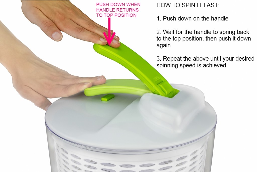 Brieftons Salad Spinner - Correct spinning action