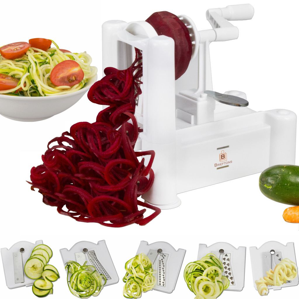 Brieftons 7-Blade Spiralizer: Strongest-and-Heaviest Duty Vegetable Spiral  Slicer, Best Veggie Pasta Spaghetti Maker