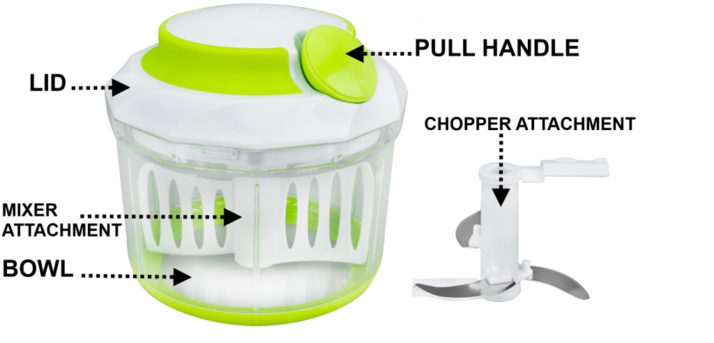 Brieftons QuickPull Manual Food Chopper: Large 4-Cup Powerful Hand Pull  Chopper/Mincer/Mixer Blender to Chop Onion, Garlic, Vegetables, Fruits,  Herbs