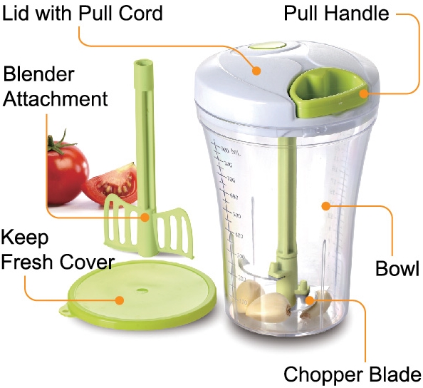 Brieftons Express Manual Food Chopper: 6.8-Cup, Hand Chopper