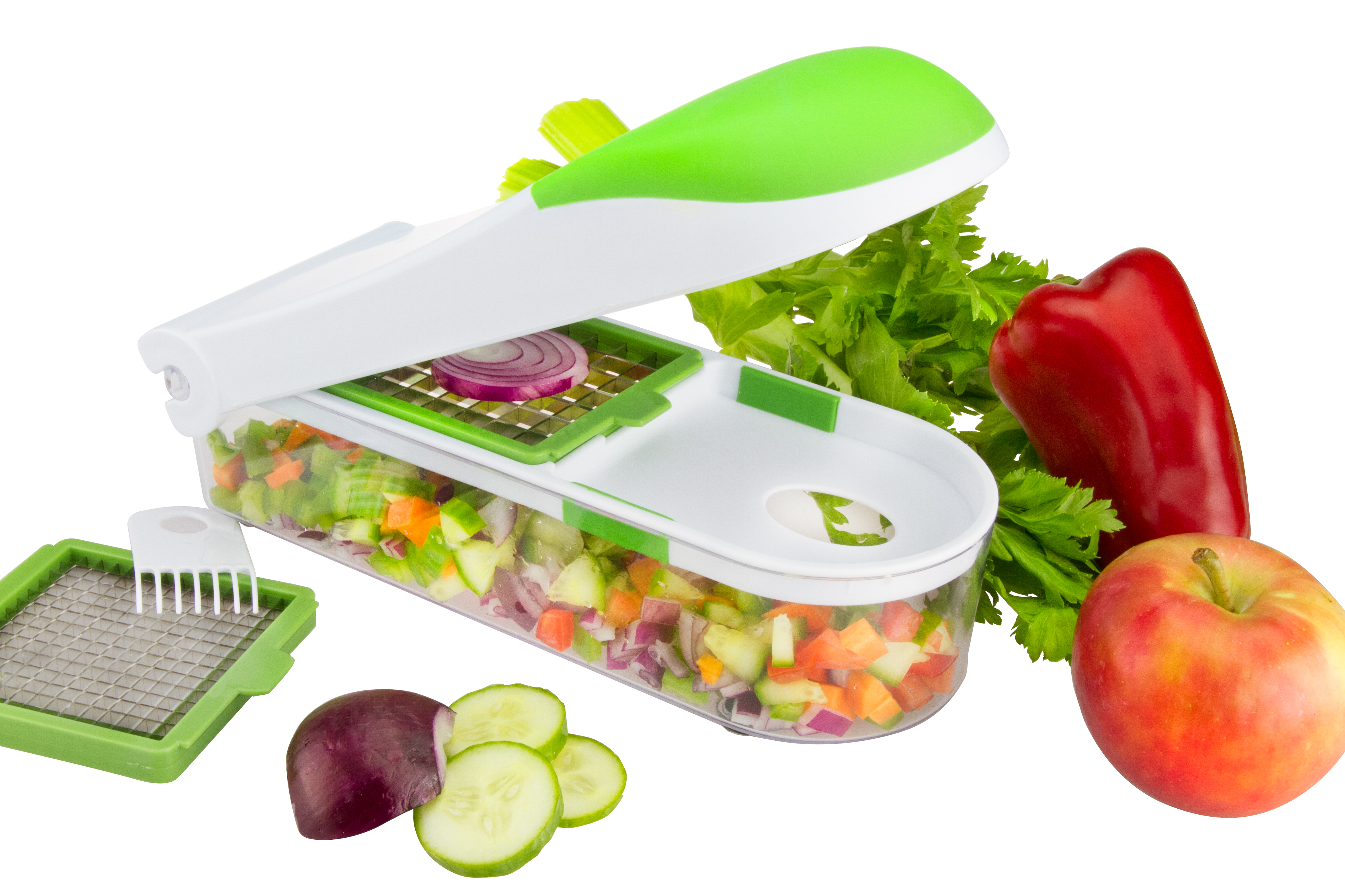 Brieftons Quickpush Food Chopper: Vegetable Chopper Dicer Slicer, Onion  Chopper