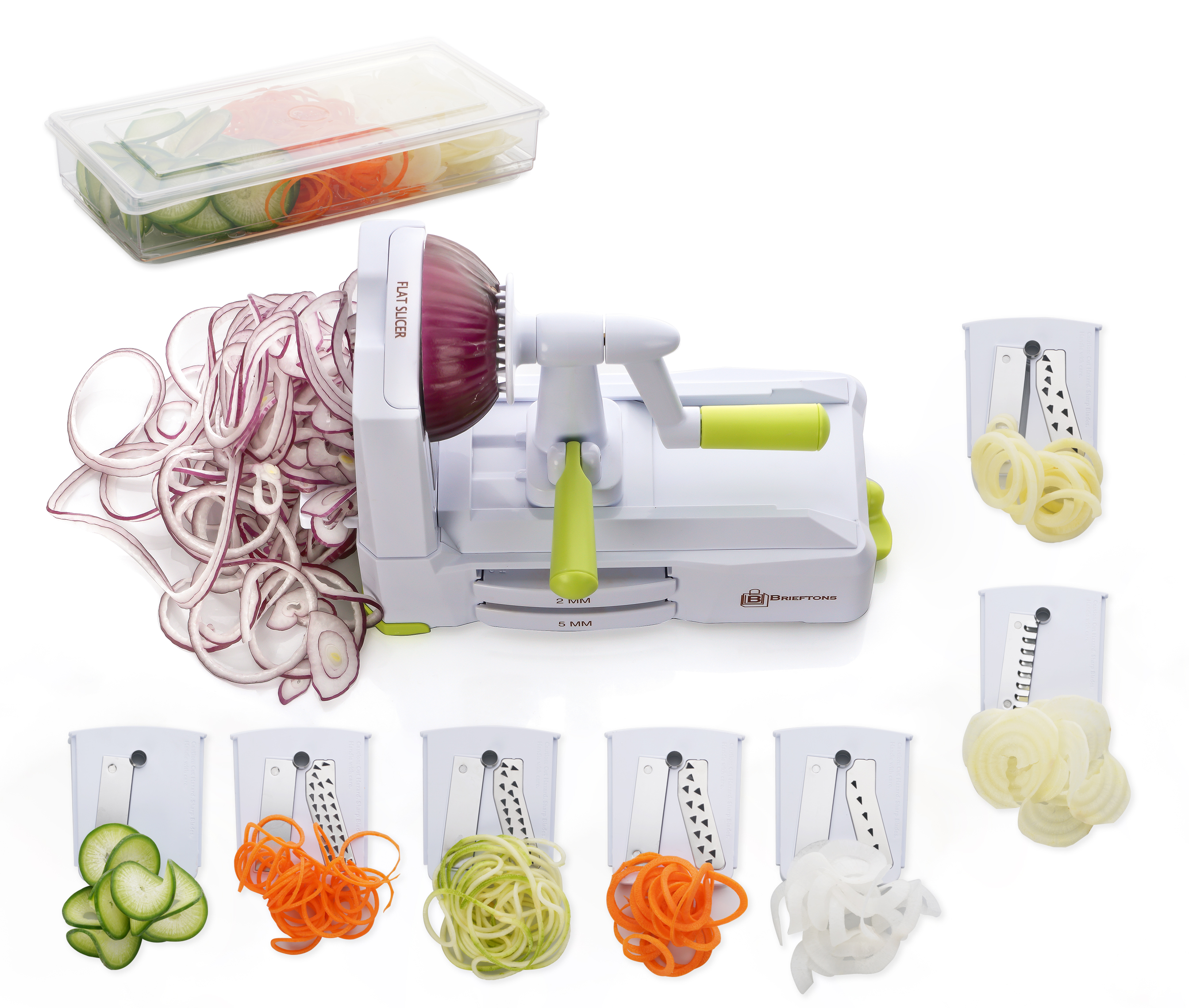 Brieftons QuickFold 5-Blade Spiralizer: Versatile & Compact Foldable  Vegetable Spiral Slicer, Best Veggie Pasta Spaghetti Maker for Low