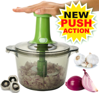 Brieftons Express Food Chopper: Large 6.8-cup, Quick & Powerful Manual Hand Held Chopper/Mixer to Chop Fruits, Vegetables, Herbs, Onions for Salsa