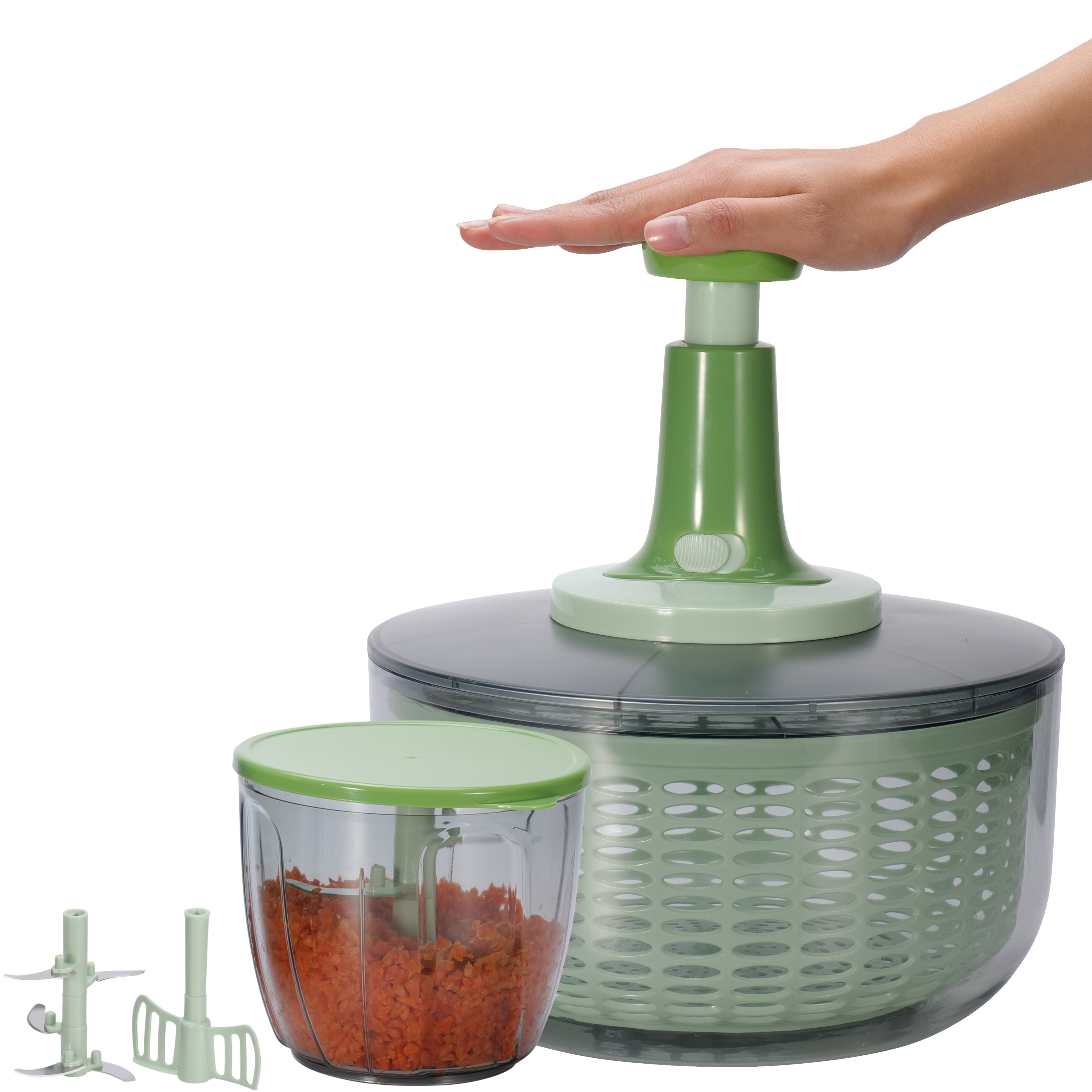 Salad Spinner with QuickChop Pull Chopper 